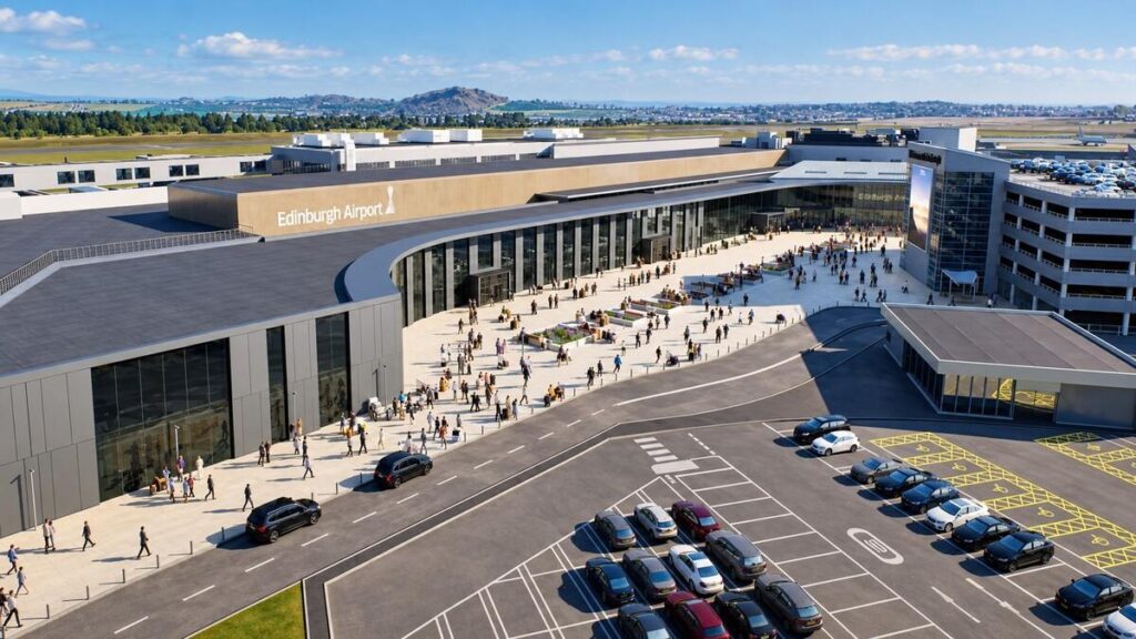 Edinburgh Airport forecourt expansion long-term development vision