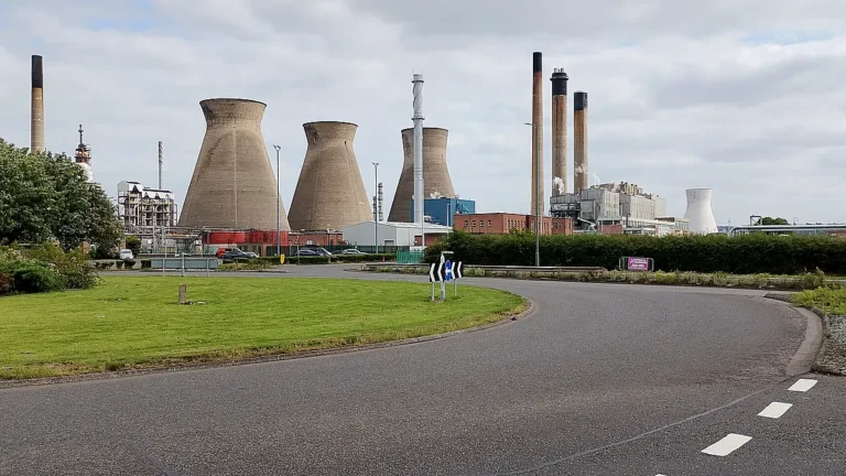 Industrial buildings and cooling towers in Grangemouth, Scotland